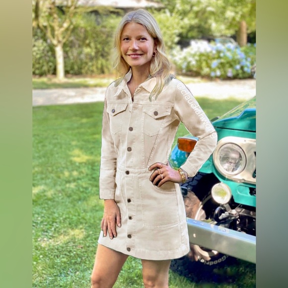 G. Label by Goop Dresses & Skirts - New GWYN Natural Jean Jacket Dress in Beige